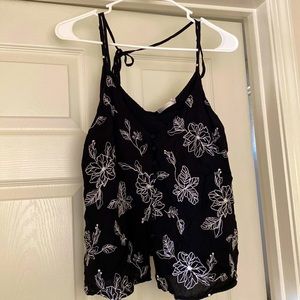 Black floral tank top